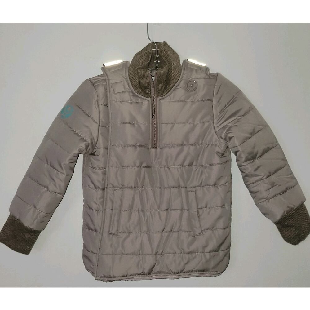 Buckle Me Baby Coats Boys 5 Dinosaurs Quilted Half Zip Puffer Jacket Size 5 Grey